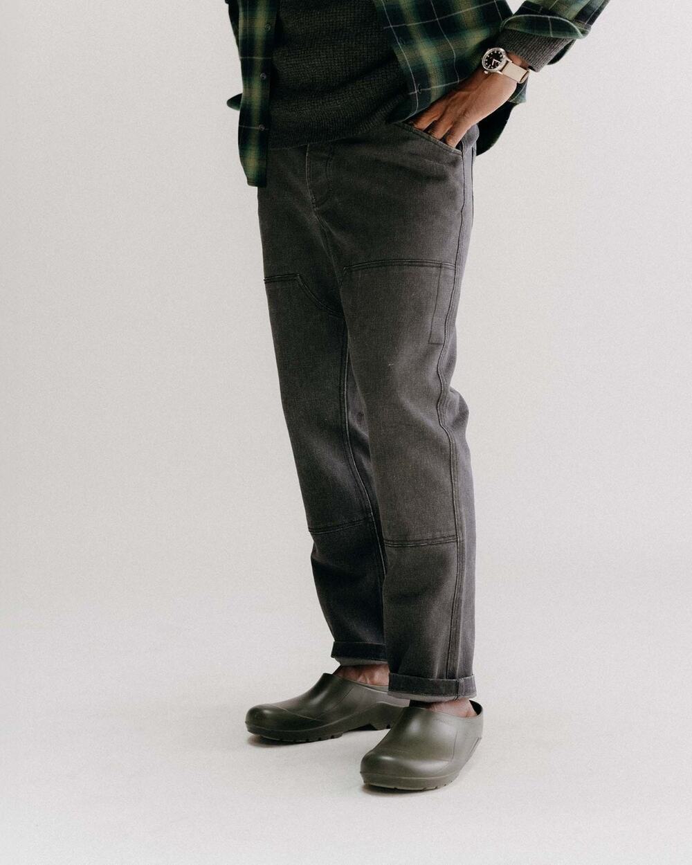Taylor Stitch Boss Duck Double Knee Canvas Chore Pants Men 28 Black Stretch Hemp